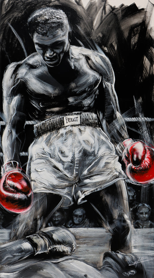 Mohammed Ali, art print texturé par l'artiste Confetti, moderne, abstrait