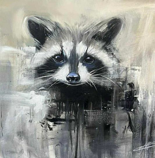 Petit veilleur des bois, le raton, art print texturé par l'artiste Confetti, moderne, abstrait
