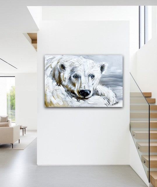 L'esprit boréal, l'ours polaire, art print texturé par l'artiste Confetti , moderne, abstrait 