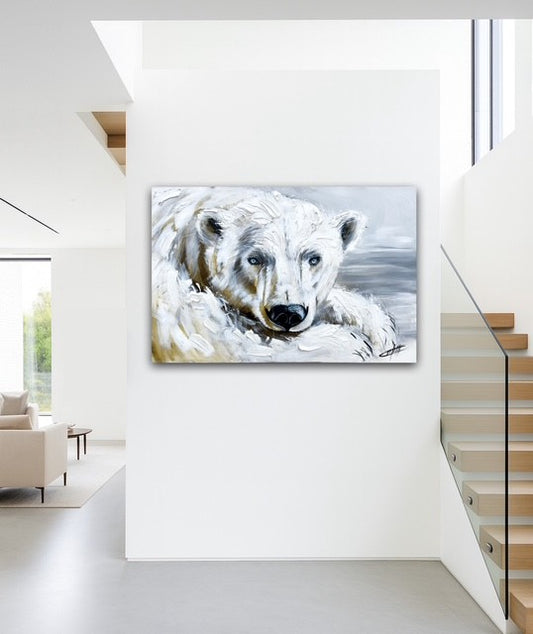 L'esprit boréal, l'ours polaire, art print texturé par l'artiste Confetti , moderne, abstrait 