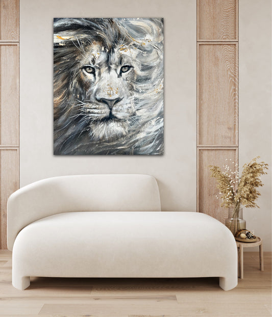Feline wisdom, the lion, art print by Confetti artist, modern, abstract