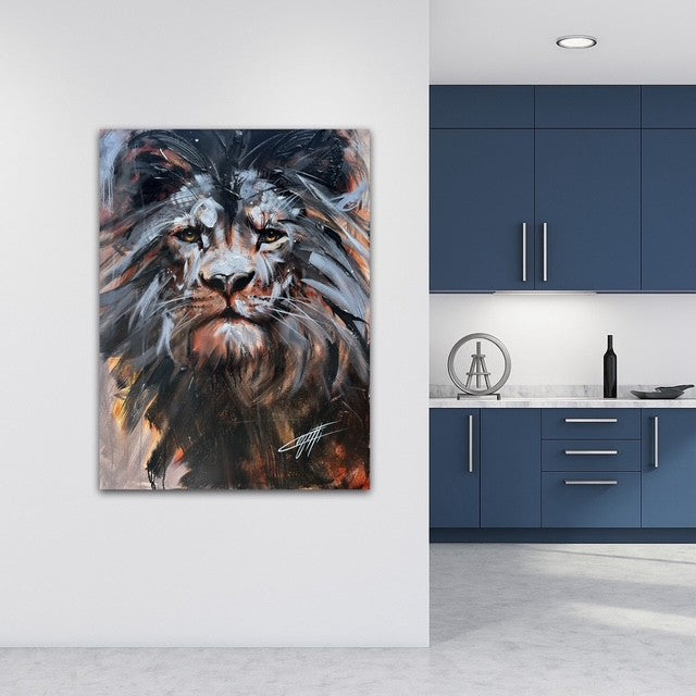 Le lion pallia vie, art print fait par l'artiste Confetti, texturé, moderne et abstrait