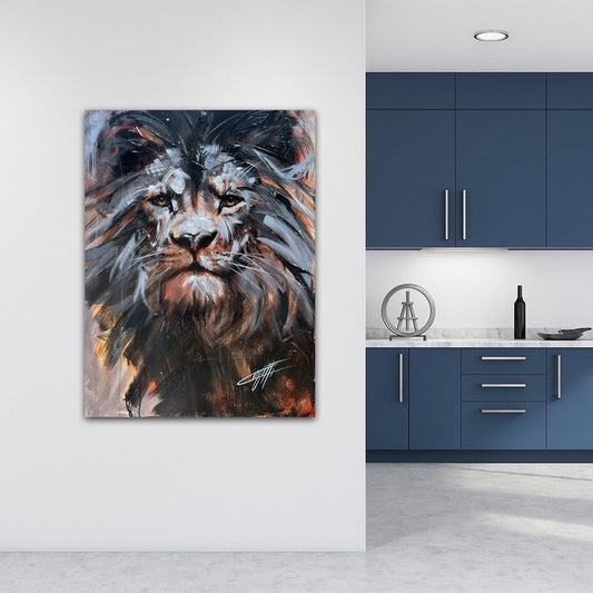 The lion palliated life, textured art print by Confetti artist, modern, abstract